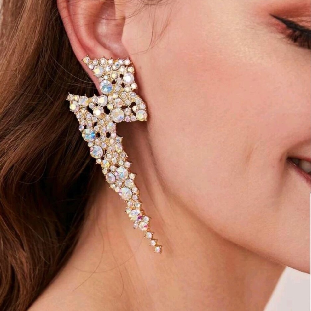 ⚡️Lightning Diva Rhinestone Statement Earrings, Tampa Bay Lightning Earrings